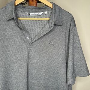 Travis Mathew Men's Large Gray Geometric Stretch Short Sleeve Golf Polo Shirt